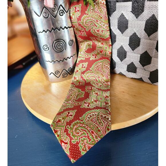 Verse 9 IX Maurizio $100 Red Paisley Silk Tie Designer Maximalist Chic - Picture 3 of 7